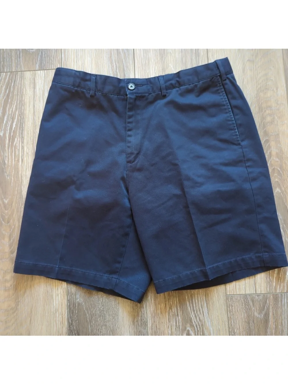 Lands' End 100% Cotton Navy Traditional Fit Chino Shorts Mens SZ 34 Inseam 9”